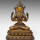 Shadakshari Avalokiteshvara. Feuervergoldete Bronze. Tibet. 15./16. Jh. Schätzpreis:	15.000 - 20.000 EUR