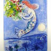 Chagall, Marc (1887 - 1985), Die Bucht der Engel". Plakat Aufschrift "Nice Soleil Fleurs Marc Chagall".  Aufrufpreis:	1.000 EUR