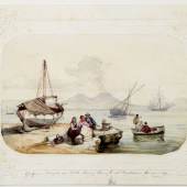 Bourbon, Franz Maria von.  1836 Neapel - Arco 1894 Personen im Hafen mit Blick auf den Vesuv.  Aufrufpreis:	4.000 EUR