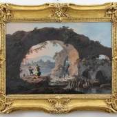 Pillement, Jean-Baptiste (Lyon 1728 - 1808 Lyon)  Gemälde, Öl auf Leinwand, Bauern und Schäfer unter einem antiken Viadukt, unten mittig signiert "Pillement", 41,5 x 60,5 cm Mindestpreis:	9.000 EUR