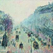 Lot 10 Camille Pissarro, Le Boulevard Montmartre burme du matin, oil on canvas (est 3,000,000-5,000,000) sold £3,490,000