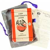 Lot 159 D.H. Lawrence, Lady Chatterley's Lover with damask bag and list