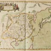 The first European Atlas of China from 1655, based on the surveys of the Italian Jesuit Martino Martini who set off for China in 1640. Martini is now hailed as the “father of Chinese geography”, being the first to create scientific maps of the region. Containing 17 hand-coloured maps. Est. £12,000-18,000 (lot 15).