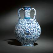 Lot 167, A unique Iznik blue and white pilgrim flask with animals, Turkey, circa 1545-55 (est. £60,000-80,000)