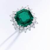 Lot 173- Emerald and diamond ring, Harry Winston