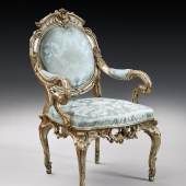 Lot 22 A CHAIR FOR FREDERICK THE GREAT A German rococo silvered armchair, attributed to Johann August Nahl, Potsdam, circa 1744-46 PROVENANCE By repute, commissioned by Frederick II of Prussia for Stadtschloss, Potsdam; European Private Collection. Est. £ 80,000-120,000