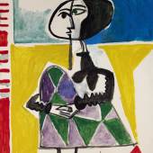£ 7,358,750 ( $9,278,648 ) (€ 8,380,130) £ 6,500,000  - 8,500,000 US Private Pablo Picasso ,  Femme accroupie , oil on canvas, 1954