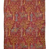 Lot 66: Safavidisches Seidentextil mit figuralem Rapport, Persien, 16. Jahrhundert, 53 x 38 cm, Schätzpreis 3.000 €. Aus einer süddeutschen Privatsammlung