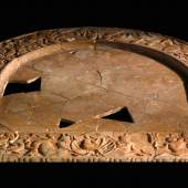 72 A Marble Sigma-shaped Table with Relief Border depicting the Birth of Aphrodite and a Marine Thiasos, Eastern Mediterranean, late Roman/early Byzantine, circa 390-430 A.D.