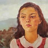 Lotte Laserstein, 1951, Mädchen aus der Provence, Öl auf Leinwand, 36 x 49 cm, courtesy of Dr. Nöth Kunsthandel + Galerie