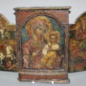 Triptychon mit der Gottesmutter Hodegetria, Griechenland, 17. Jh. Schätzpreis: 	2.500 - 2.800 EUR