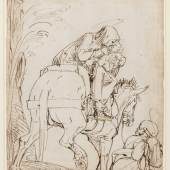 Luca Cambiaso (1527-1585) The Flight into Egypt ca. 1560 Pen and brown ink, brown wash, and traces of black chalk underdrawing on paper 14 7/8 x 11 1/4 in. • 378 x 286 mm , Robert Simon Fine Art