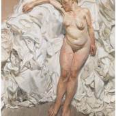 Lucian Freud, Bei den Lappen stehend (Standing by the Rags), 1988/1989 Tate. Purchased with assistance from the Art Fund, the Friends of the Tate Gallery and anonymous donors 1990 © The Lucian Freud Archive. All Rights Reserved 2023 / Bridgeman Images, Foto: Tate