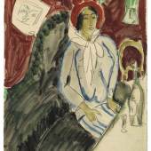 Galerie Ludorff Ernst Ludwig Kirchner (Aschaffenburg 1880-1938 Frauenkirch, Switzerland) Sitzende Frau mit einem Hut in einem Restaurant 
