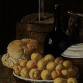 Luis Melendez, Still Life with a plate of apricots, cherries, bread, wine cooler, and receptacles, est £600,000-800,000