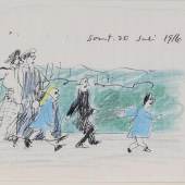 Lyonel Feininger 1871 New York - 1956 New York - "Spaziergang" - Farbkreiden, Tusche und Bleistift/liniertes Papier. 13,1 x 16,8 cm. Aufrufpreis:	5.000 EUR Schätzpreis:	7.000 EUR 