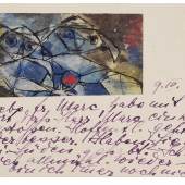 Paul Klee, Zwei Figuren (Postkarte an Maria Marc, 10.04.1913), Franz Marc Museum, Foto: collecto.art