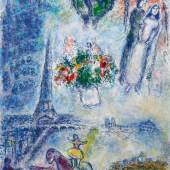 Marc Chagall Les mariés dans le ciel de Paris 1980