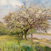 © Maria Egner, Frühling an der Donau mit Blick gegen Stift Melk, Öl auf Leinwand, 1904/06 © Landessammlungen NÖ