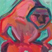 Maria Lassnig (Kappel, Kärnten 1919–2014 Wien) "Der rote Zorn", 1984, Öl auf Leinwand, 72 x 65 cm, Auktion 29. November 2023, Schätzwert € 180.000–250.000 