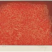 Mark Tobey Longing for Community (Anschnitt), 1973 Farbradierung, 23,5 x 26,8 cm Ohne Rahmen: € 480, mit Rahmen: € 580