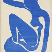  Henri Matisse, Blauer Frauenakt I (Nu bleu I), 1952  Mit Gouache bemalte und ausgeschnittene Papiere auf Papier, 106,3 x 78 cm Fondation Beyeler, Riehen/Basel, Sammlung Beyeler © Succession H. Matisse/2022, ProLitteris, Zurich Foto: Robert Bayer, Base