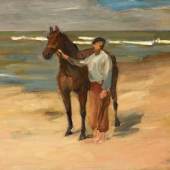 Max Liebermann  Reitknecht mit Pferd am Strand  1909 (?) | Öl auf Holz | 56,2 x 74,2cm  Ergebnis: 137.500 Euro