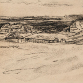 Max Liebermann, Dünen bei Noordwijk, ca. 1895-1900, schwarze Kreide auf Papier,Schenkung von Grete Ring 1943 in Andenken an Martha Liebermann, Ashmolean Museum, University of Oxford