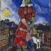 Exhibitor: Jacques de la Béraudière  Marc Chagall (Vitebsk 1887-1985 St Paul de Vence) Mother and Child Gouache and pastel on paper, 59.5 x 45.5 cm Signed lower right 'Marc Chagall'  Delivered with a photo-certificate issued by the Comité Chagall, Paris, no. 2011089B, dated November 23, 201