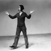 Babette Mangolte.  Yvonne Rainer dancing her solo “Trio A”, in the performance “Story about a woman who…”, Theater for the New City on Jane Street, New York City, 1973. Courtesy Babette Mangolte.