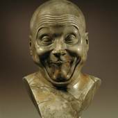  Franz Xaver Messerschmidt, Ein absichtlicher Schalksnarr, 1770/1783 "Charakterkopf" Nr. 37 Hellgrauer fleckiger Alabaster 38 x 26 x 22 cm