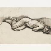 Lucian Freud: Naked Man on a Bed, 1987  Radierung, 57,2 x 76,2 cm  © The Lucian Freud Archive/Bridgeman Images UBS Art Collection