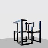 Michael Kos, Body Cube, 2016 Würfelkonstruktion, serieller Corpus Christi zerteilt und beschichtetes Aluminium, 210 x 210 x 210 cm © Tomo Jeseničnik