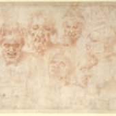 Michelangelo Buonarroti (1475-1564) Groteske Köpfe und weitere Studien, um 1524-25 Rote Kreide, 260 x 410 mm Städel Museum, Frankfurt am Main
Foto: Städel Museum
