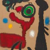 Joan Miró, Femme et Oiseaux (Frau und Vogel) 1963 Öl auf Karton 105 × 75 cm (41,3 × 29,5 in)