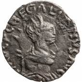 Münze Spuren einer überprägten Münze des Caracalla oder Geta.
