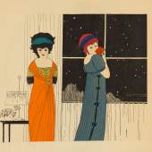 Paul Iribe, Illustration aus Les Robes des Paul Poiret, 1908, Radierung und Pochoirdruck, 31 x 27,7 cm, Foto: Museum für Kunst und Gewerbe Hamburg