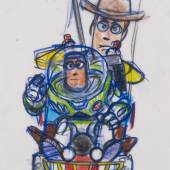 Bob Pauley Woody and Buzz, Toy Story, 1995 Reproduction of marker and pencil © 2012 Disney Enterprises, Inc./Pixar.