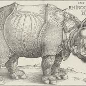 Albrecht Dürer (1471-1528), Rhinocerus, 1515, Holzschnitt, 25,6 x 32,1 cm, Hamburger Kunsthalle, Kupferstichkabinett, © Hamburger Kunsthalle/Christoph Irrgang