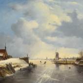 Jan Evert Morel II  (Amsterdam 1835-1905 Veesp) Wintervergnügen, signiert J. E. Morel ft., Öl auf Holz, 35 x 40 cm, gerahmt, (Rei) Schätzpreis	EUR 2.600,- bis 3.000,- 