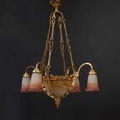 Kat.Nr.: 4983, Limit: 1.400 € Seltene Jugendstil-Deckenlampe, Muller Frères. 