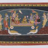 Abschied von Lanka. Folio 79 aus einer Ramayana-Serie, Indien, Bundelkhand, Orchha, ca. 1650–1660, Museum Rietberg, Sammlung Eva und Konrad Seitz, Inv.-Nr. 2021.83