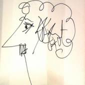 Kurt Vonnegut often signed books with a self-caricature like this one found in a first edition first printing of his 1969 novel Slaughterhouse-Five: or The Children’s Crusade: A Duty-Dance with Death. The book was offered at $6500 by B & B Rare Books, New York City. 