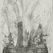 Claude Lorrain (um 1600–1682) Der runde Turm bricht auf, aus der Folge «Les feux d'artifice» (Die Feuerwerke), um 1637-40 Radierung, 19,4 x 14,0 cm Städel Museum, Frankfurt am Main