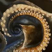Parcus Gallery Octopus love 2023 35x61cm Gouache on black canvas
