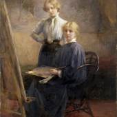 Olga Granner-Milles, "Selbstbildnis mit Schwester", Paris, 1900, Öl auf Leinwand, 101,5 x 69 cm, Foto: Universalmuseum Joanneum/N. Lackner