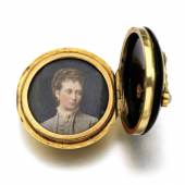 Onyx and seed pearl button, 1879  Estimate:  1,000 - 1,500 GBP