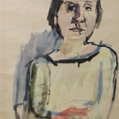 Oskar Kokoschka, Bildnis Grete Ring, um 1923, Aquarell und Zeichnung auf Papier, Privatbesitz