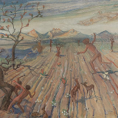 OSKAR LASKE, Frühling, um 1920 Öltempera/Leinwand, 95 × 117 cm