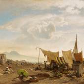 Oswald Achenbach (1827 – 1905) Marktstände auf dem Strand vor Neapel | Öl auf Leinwand | 71 x 99 cm Taxe: € 25.000 – 35.000